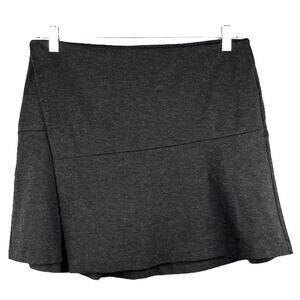 Thakoon Skirt Ponte Faux Wrap A-Line Charcoal Heather Stretch Large